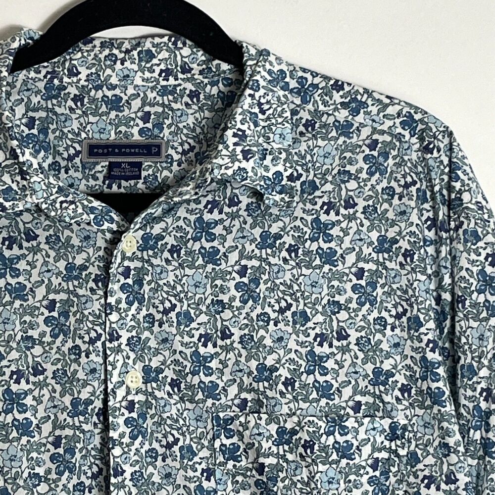 Post & Powell 100% Cotton Floral XL Lightweight Boho Ireland Button Dress Shirt